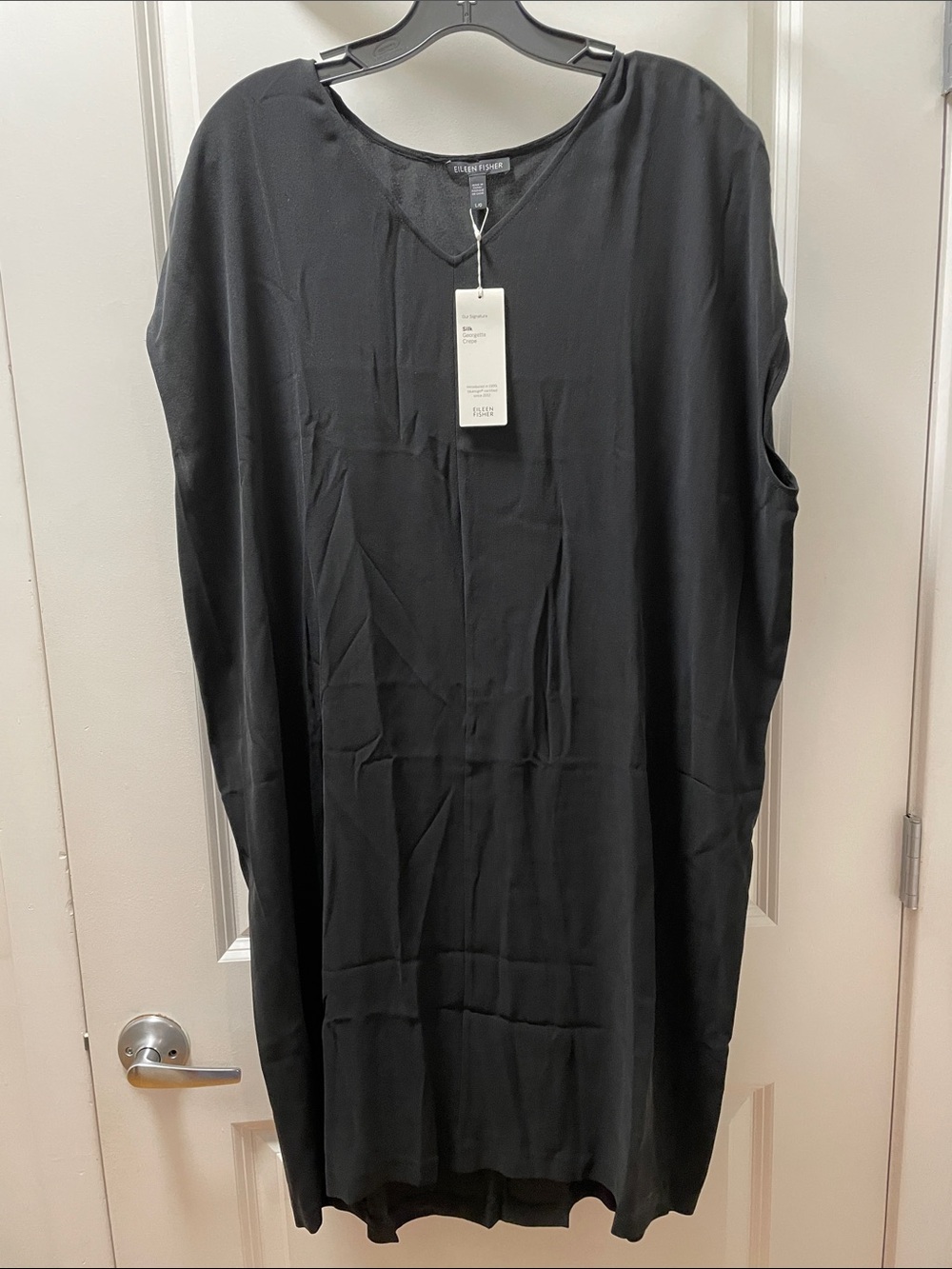 Eileen Fisher Draped Black Sleeveless Shift